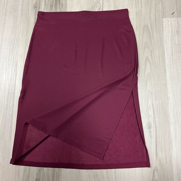 Forever 21 burgundy midi skirt size L vintage sexy stretchy mallgoth - Picture 4 of 12
